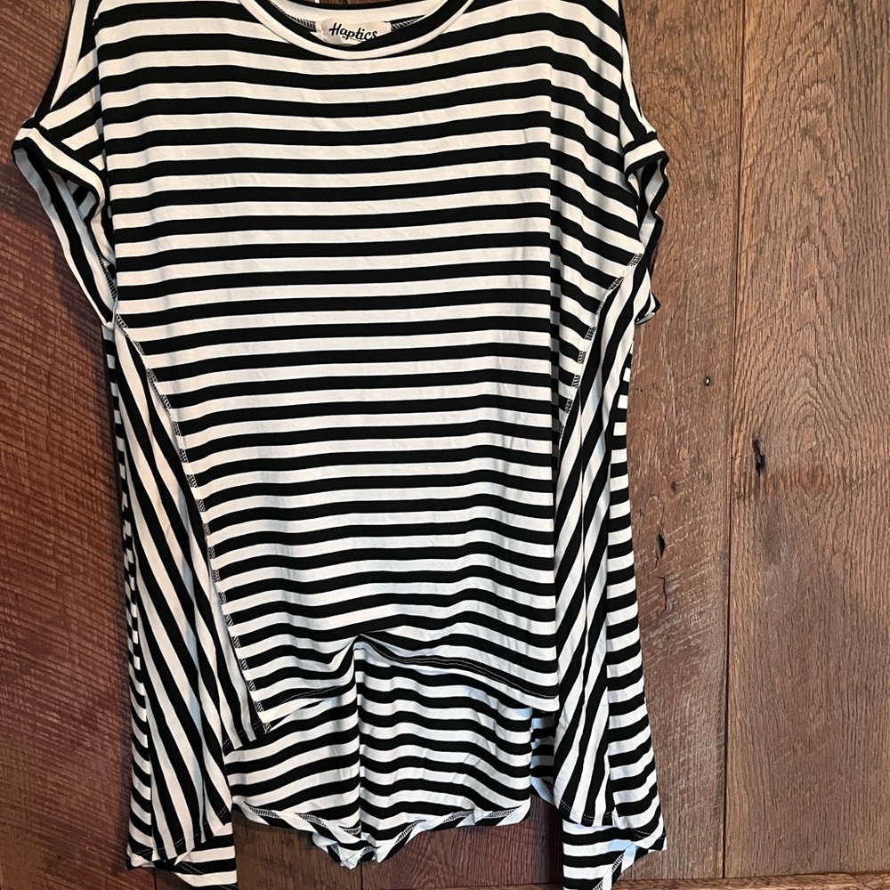 Haptics Striped Black and White Women's Tee